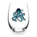 Jewelled Stemless Wine Glass - Octopus